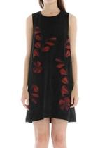  Suede Embroidered Dress