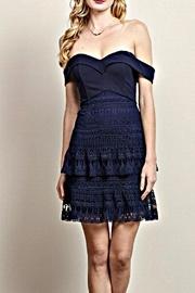  Off-shoulder Blue-lace Dress