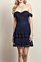  Off-shoulder Blue-lace Dress