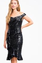  Sequin Off The Shoulder Midi Dress