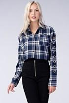  Plaid Cropped Flannel Top