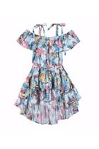  Vintage Butterfly Frilled Off Shoulder Dress