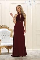  Burgundy Lace Long Dress