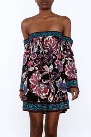  Off The Shoulder Print Mini Dress