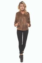  Tan Suede-coated Bomber