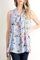  Floral Sleeveless Tie-top