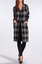  Long Plaid Sweater