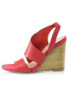  Red Leather Wedge