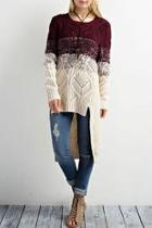  Tri-tone High-low Sweater