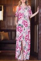  Mauve-floral Maxi Dress