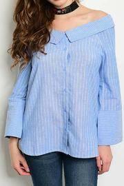  Off Shoulder Button Down Top