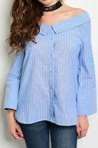  Off Shoulder Button Down Top