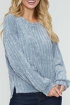  Ribbed Velour Pullover