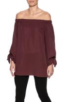  Burgundy Off Shoulder Top