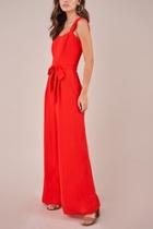  Red Wide-leg Jumpsuit