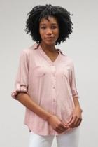  Pocketed Button-down Blouse