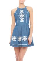  Denim Embroidered Dress