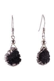  Silver Black Druzy Earrings