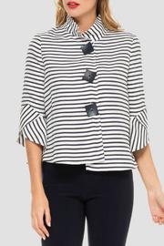  Striped Square Button Jacket