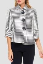  Striped Square Button Jacket