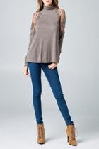  Embroidered Turtleneck Top