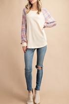  Checkered Sleeve Top