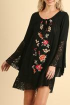  Embroidered Bell-sleeve Dress