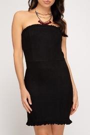  Ruffle Hem Suede Dress