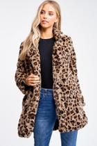  Cheetah Print Faux Fur Coat