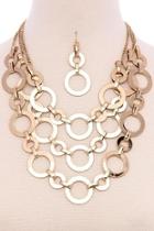  Gold Circle-layers Necklace-set
