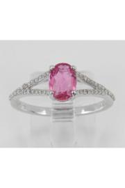  Diamond And Pink Sapphire Ring, Pink Sapphire Engagement Ring, White Gold Promise Ring, Split Shank Engagement Ring, Size 7 Free Sizing