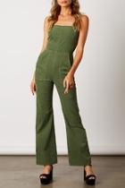  Olive-green Corduroy Jumpsuit