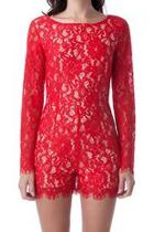  Red Lace Romper