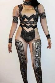  Embellished Nude Jumpsuit