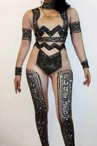  Embellished Nude Jumpsuit
