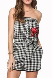  Gingham Embroidered Strapless-romper