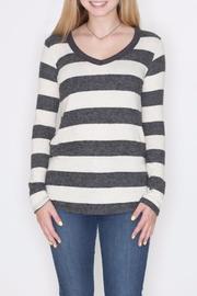  Striped V Neck Pullover