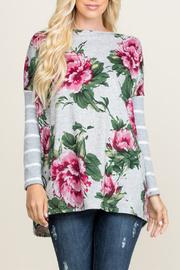  Floral & Stripe Long Sleeve Top