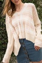 Asymmetrical Plaid-striped Sweater