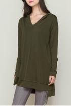  Long Sleeve Hooded Tunic Top With Side Slits