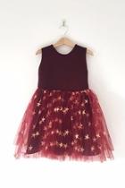  Burgundy Star Tulle Dress