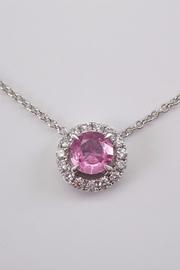 Diamond And Pink Sapphire Halo Necklace 14k White Gold Pendant 18 Chain Wedding