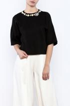  Bejeweled Neck Sweater