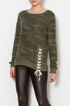  Side Lace-up Camo Sweater