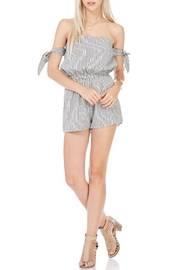  Black Pin Striped Strapless Romper