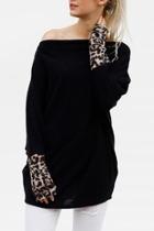  Leopard Sleeve Sweater