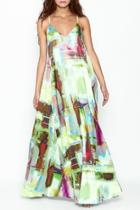  Watercolor Print Maxi Dress