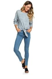  Heathered Tie-front Pullover