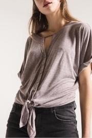  Heathered Tie-front Top