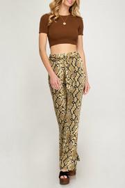  Snakeskin Print Flare Pants